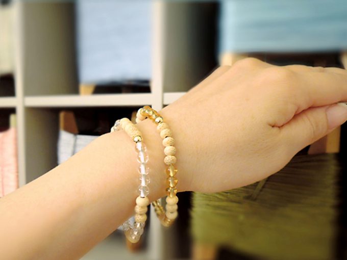 制作した数珠「Cotubu Bamboo ブレス」。クリックで拡大表示。